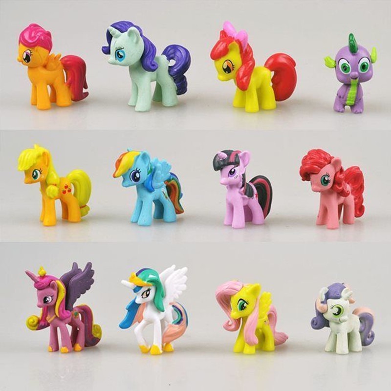 12pcs / set Mainan Action Figure Anime My Little Pony Mini Bahan PVC Untuk Dekorasi Kue