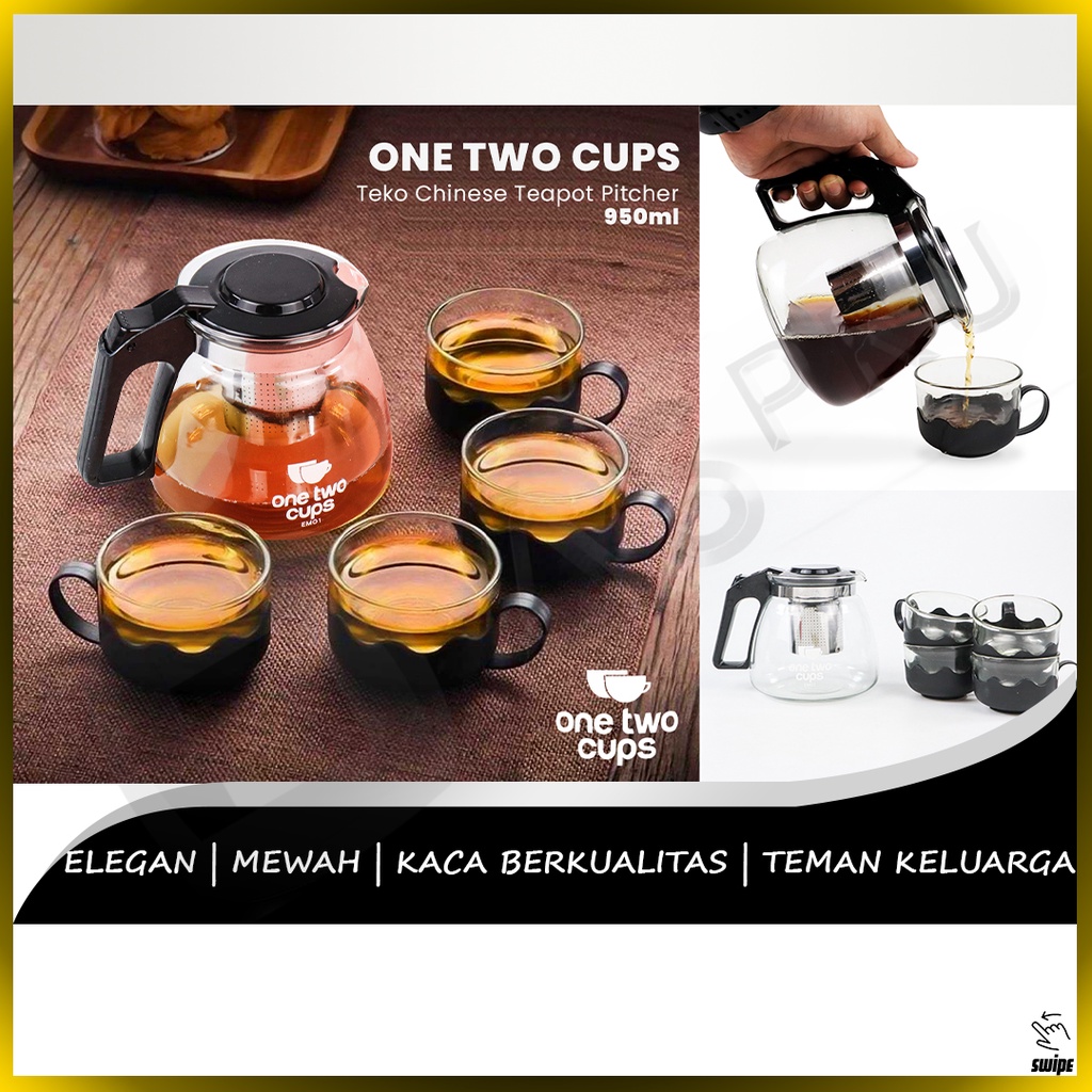 Pitcher Set Chinese Tea + 4 Cangkir Teko Ceret Gelas Cangkir Tempat