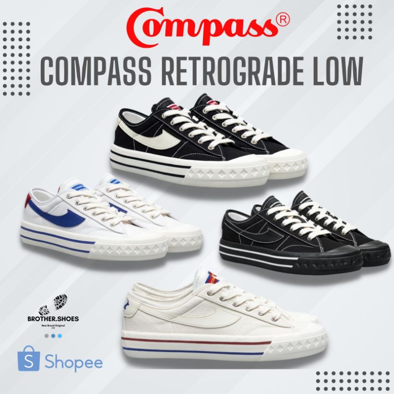 [ORIGINAL] SEPATU COMPASS RETROGRADE LOW BLACK WHITE | WHITE BLUE | CREAM | DOUBLE BLACK SERIES 37-4