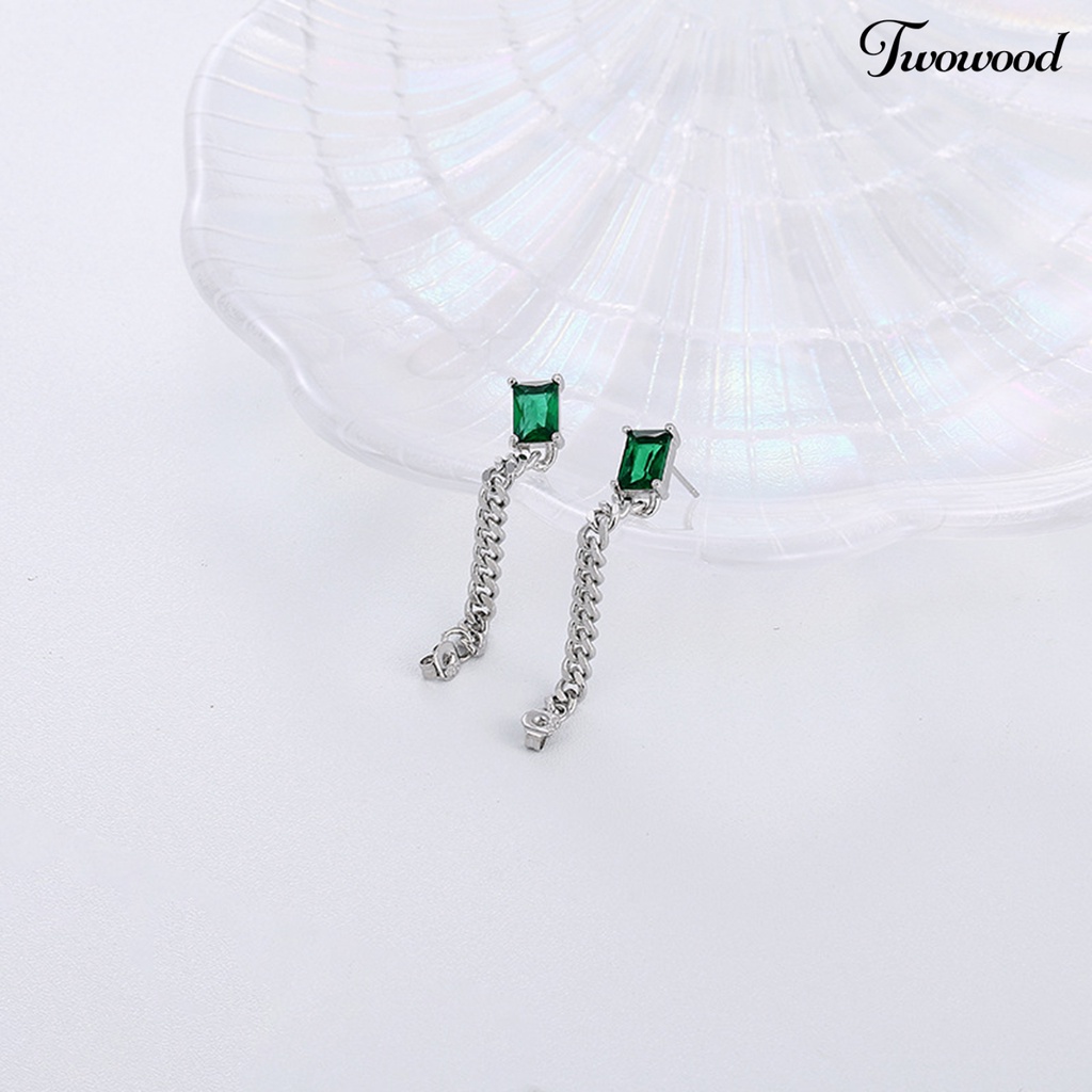 1 Pc Anting Menjuntai Bentuk Kubus Bahan Zirconia Gaya Korea Untuk Hadiah Ulang Tahun