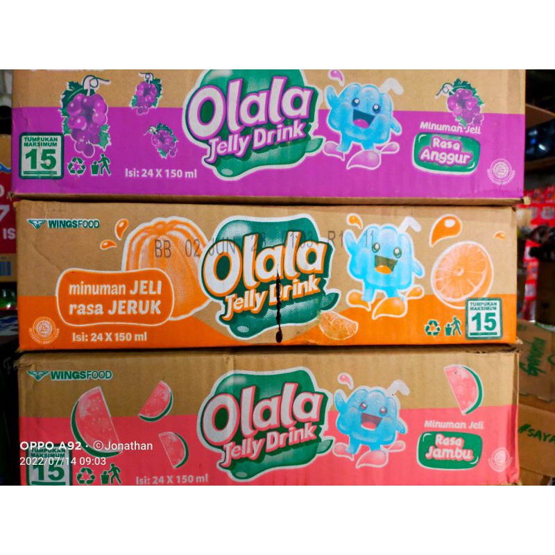 

Olala Jelly Drink 150 ml Rasa Jambu Anggur Jeruk 1 Dus Isi 24 Cup