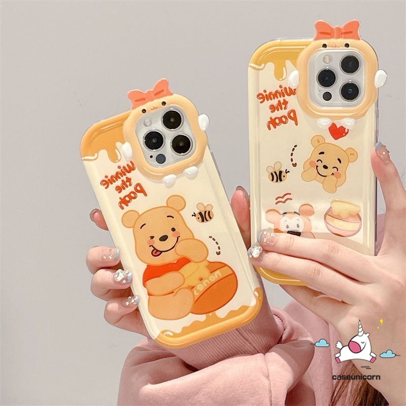 3d Bow Little Monster Lensa Case Realme C35 C33 C30 C15 C21Y C25Y C11 C25 C25s C31 C21 C2 C1 C3 C17 8 8i 8pro 9 5 6i 9i 5s 5 7i Kartun Madu Es Krim Winnie the Pooh Lembut Sarung Cover Sarung