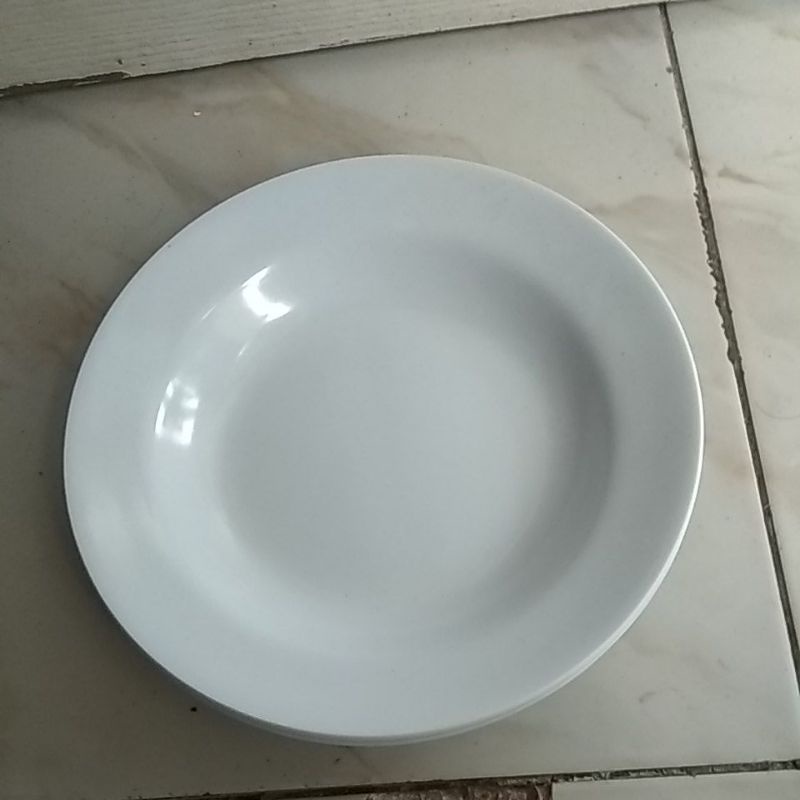 piring makan 8" melamin warna putih polos
