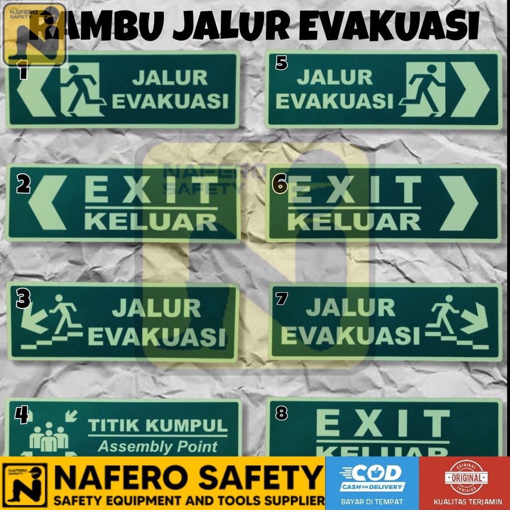 

Rambu Jalur Evakuasi HIJAU. Posfor/Glow in The Dark. Acrylic 30x10 cm