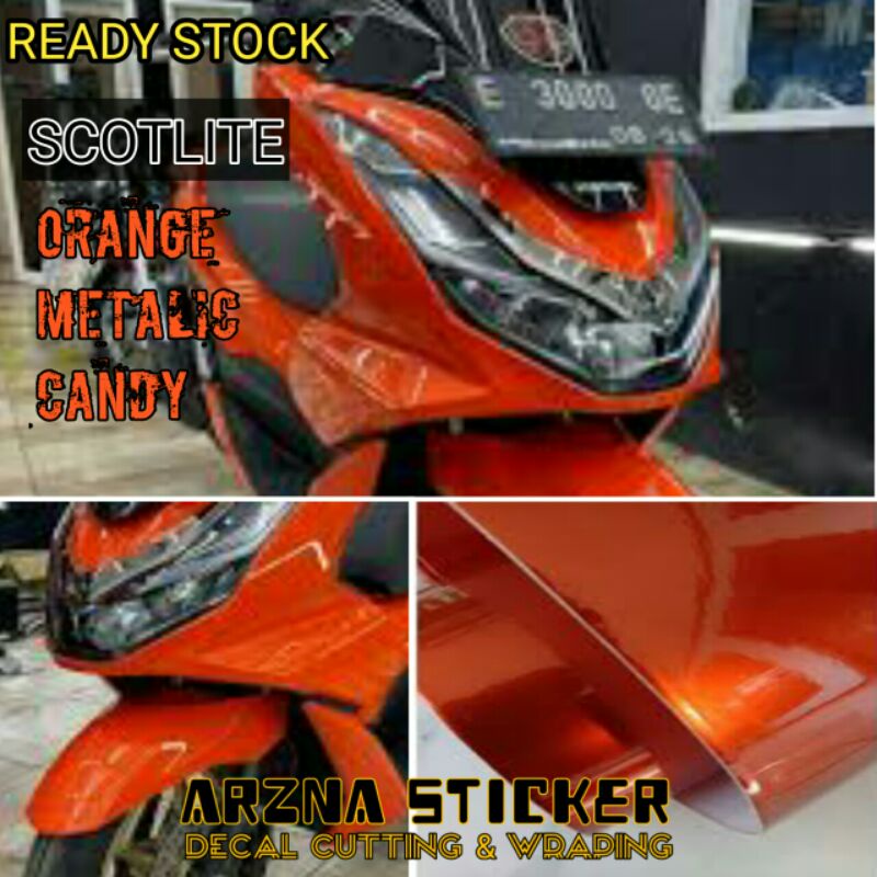 Stiker skotlet orange candy super glossy skotlet motor metalik candy