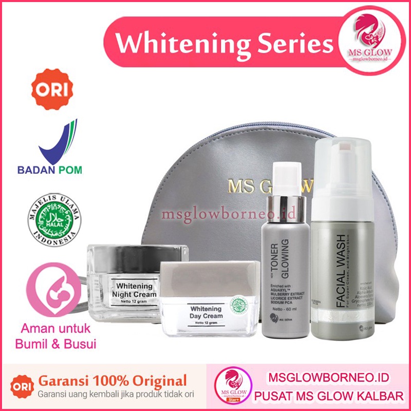 MS GLOW PAKET WAJAH BASIC WHITENING SERIES FREE POUCH/ MS GLOW PONTIANAK ORIGINAL BER ID PUSAT