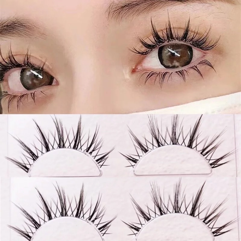 F69 - BULUMATA 3PASANG MANGA LASHES New Thick 3D False Eyelashes Transparent Terrier Reusable 3 Pairs Handmade Eyelashes Natural Soft Beauty Makeup Eye Lashes