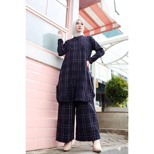 ONE SET STELAN FLANEL KOTAK-KOTAK ORIGINAL BY TATU