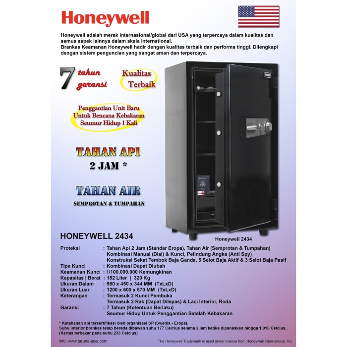 Brankas Tahan Api &amp; Air Honeywell 2434 Garansi Resmi