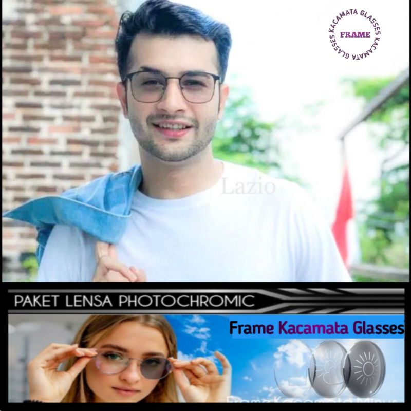 Frame Kacamata 1157  Paket Lensa Photocromic kacamata minus trendy pria wanita 1157