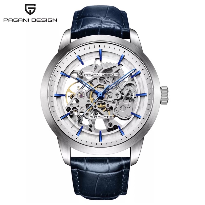 Jam Tangan Pagani Design PD 1638 Automatic Transparan Tali Kulit Blue