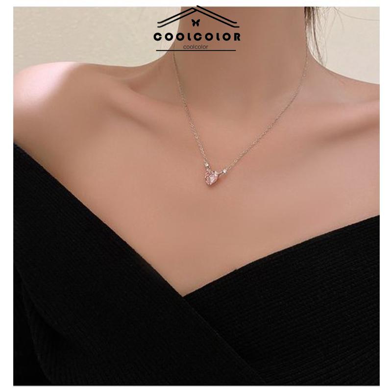 COD❤️kalung cinta mewah yang manis dan ringan  kalung liontin zirkon  desain niche wanita- cl