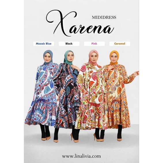 Midi dres motif rayon twil premium floral ori Linalivia