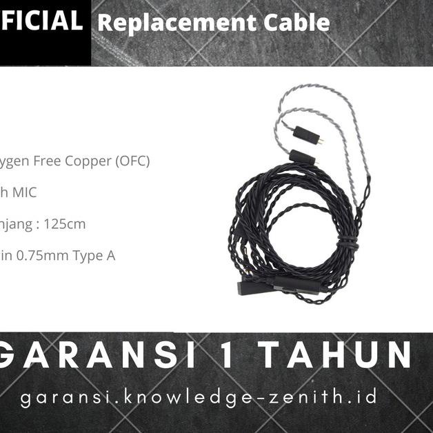 KZ Black Braided Copper Cable 2 pin 0.75mm Type A - Mic