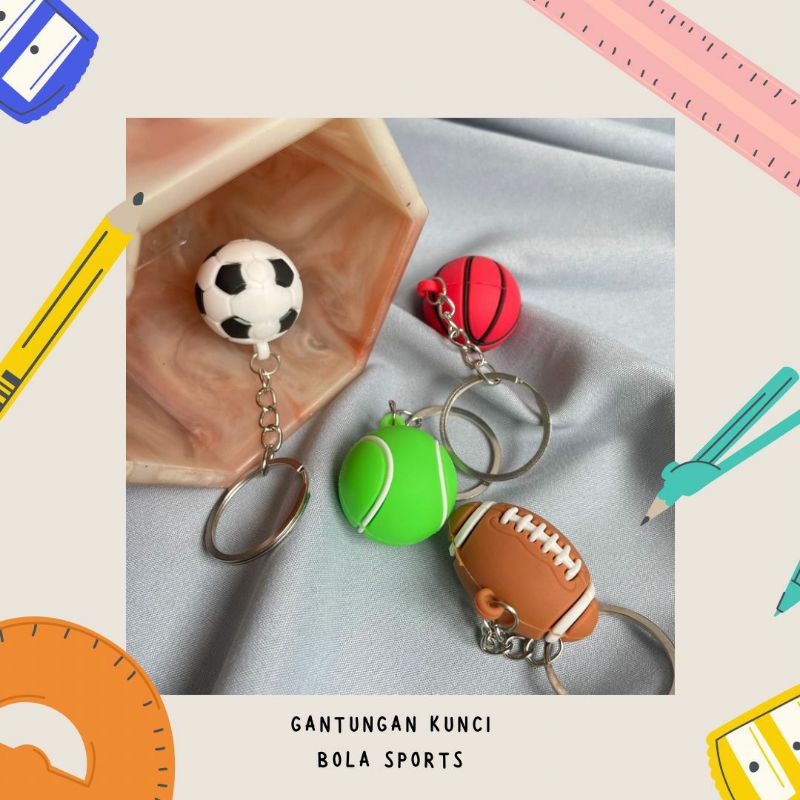 GANTUNGAN KUNCI MODEL BOLA SPORTS AKSESORIES GANCI LUCU KEREN FANCY UNIK OLAHRAGA BISA COD TERMURAH IMPORT PELENGKAP SOVENIR