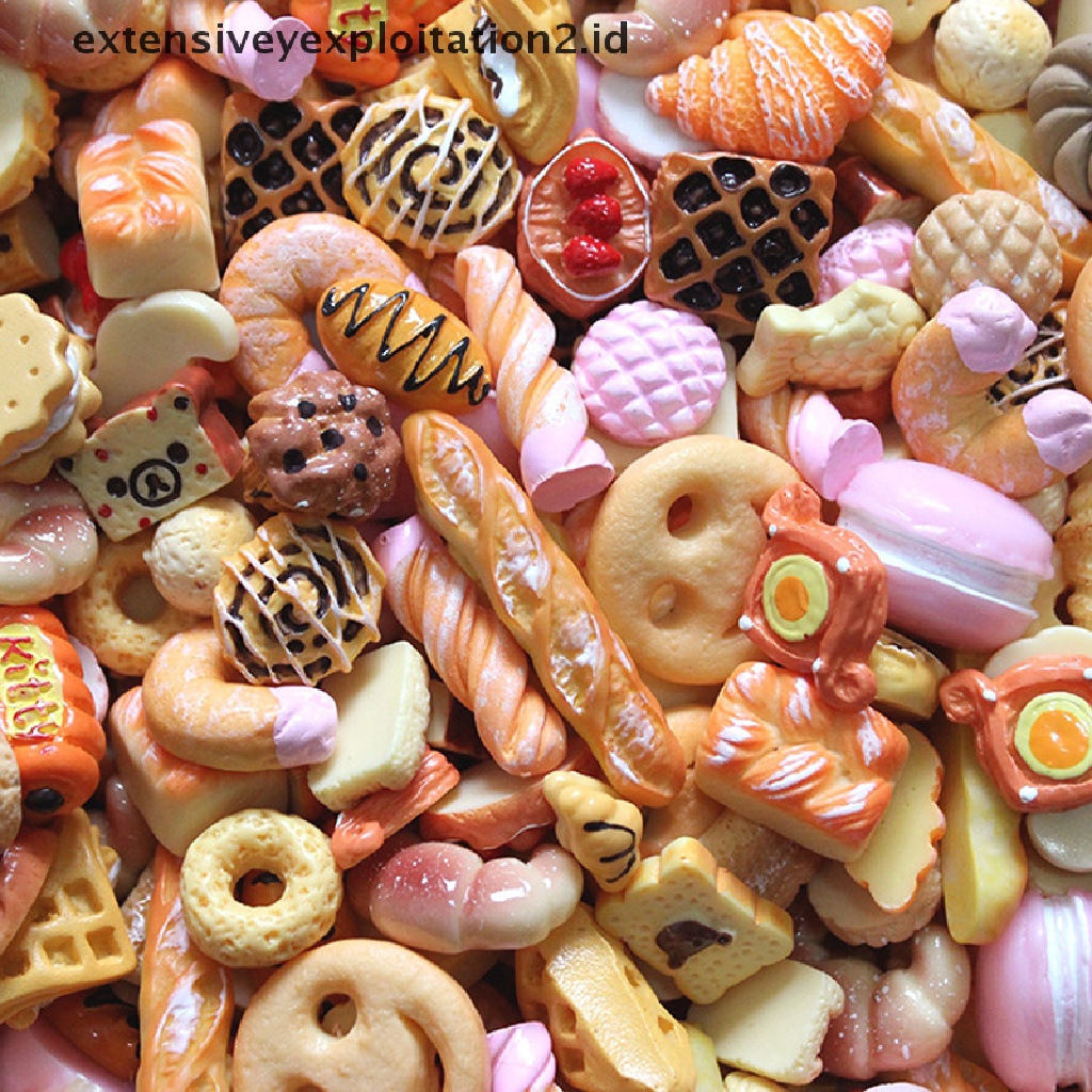 10pcs Mainan Miniatur Kue / Biskuit / Donat Untuk Aksesoris Handphone