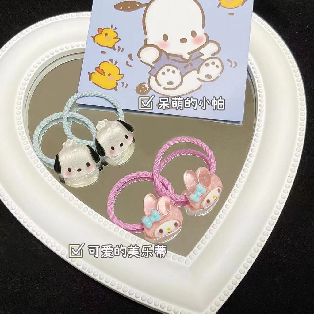 IKAT RAMBUT SANRIO MELODY CINNAMOROLL KUROMI POMPOMPURIN POCHACCO DOG WARNA WARNI AKSESORIS RAMBUT HAIR ACC IMPOR LUCU