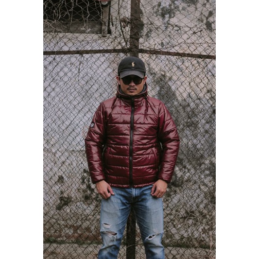 TROUBLEMAKER PUFFER JACKET MAROON - JACKET GELEMBUNG - PUFFER JACKET - OUTDOOR JACKET - CASUAL JACKE