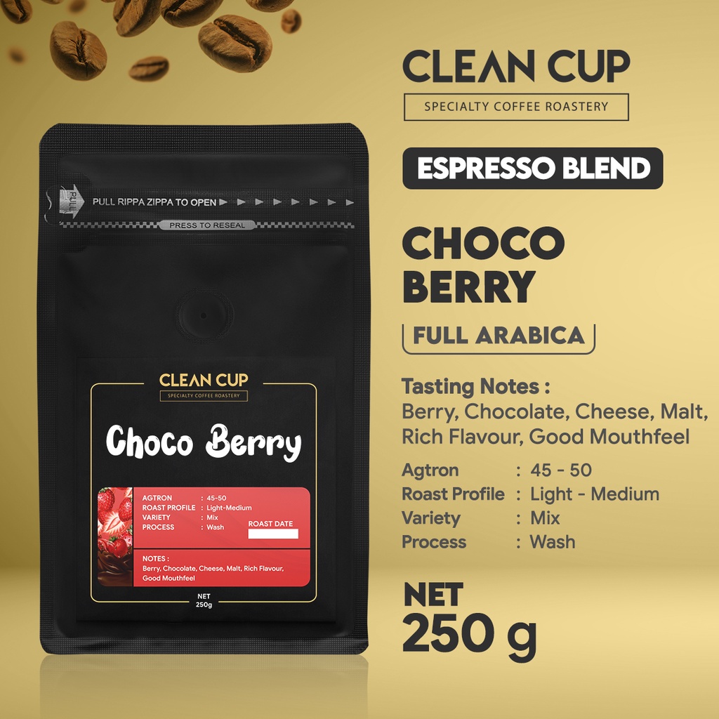 

Kopi Clean Cup Choco Berry House Blend Whole Bean 250gr