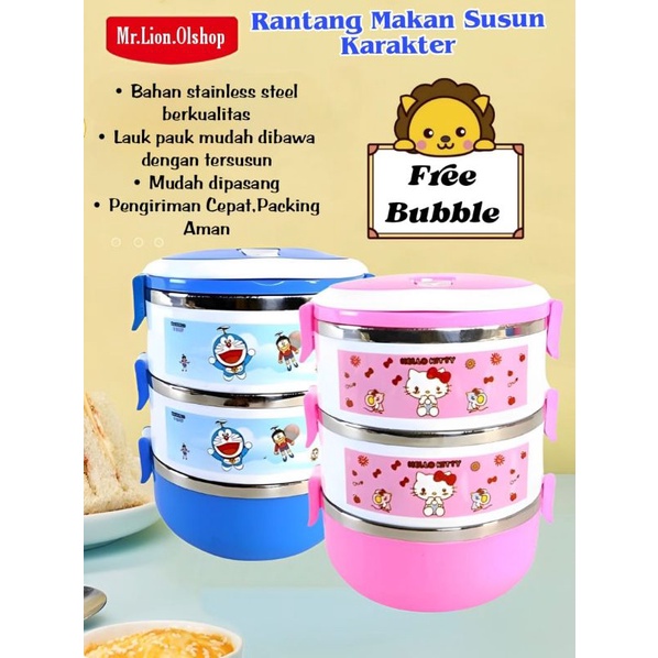 Rantang Karakter Lunch Box Karakter Doraemon Hellokitty⭐mrlion⭐