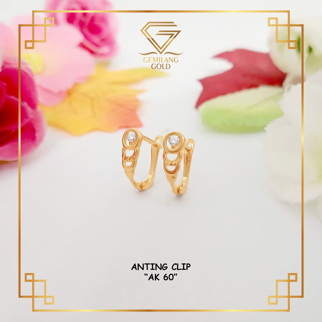 ANTING EMAS ASLI KADAR 375 (8K) MODEL BULAT MATA SATU ANTING EMAS WANITA DEWASA MODEL SABUK BELT KAS