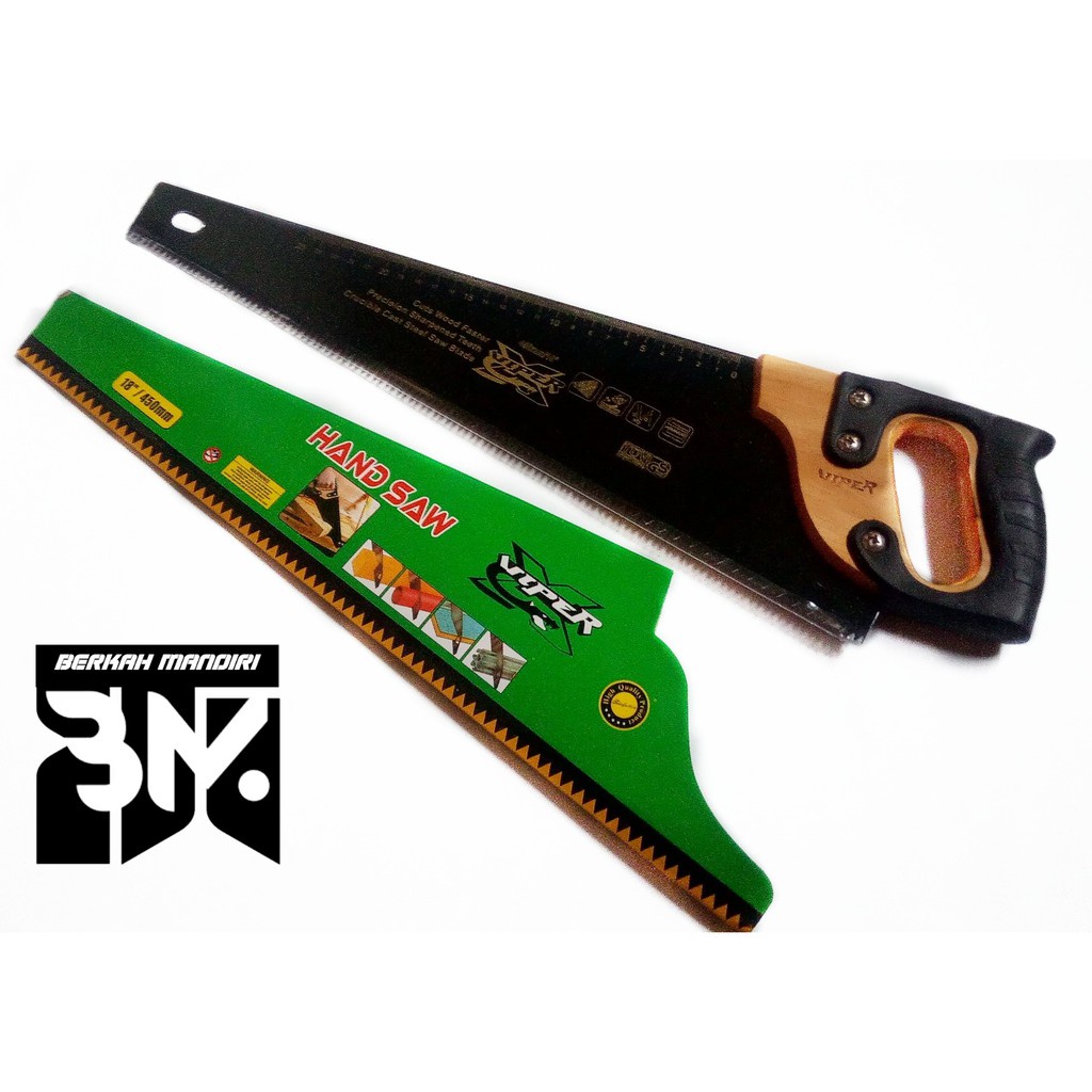 Gergaji Kayu|Hand Saw Super Tajam Viper 18&quot; Gagang Kayu Lapis Karet/Fiber Murah