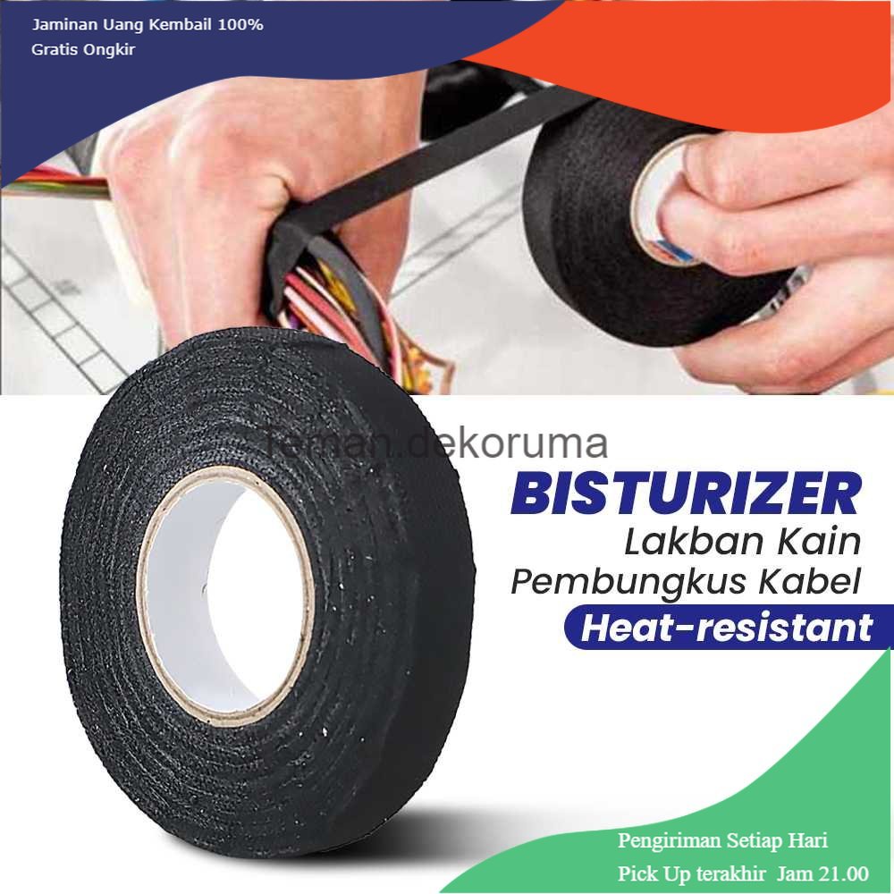 TD - PR2 Bisturizer Lakban Kain Pembungkus Kabel Tape Heat-resistant 15mm 15M - TF12