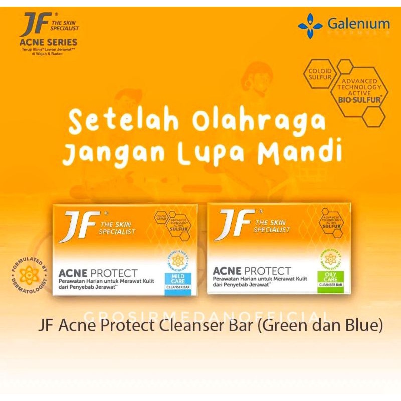 SABUN JF SULFUR - JF ACNE PROTECT ANTIACNE - JF DERMAMED DERMA PROTECT - JF ACNE SPOT CARE 65 DAN 90 G - OILY DAN SENSITIVE CARE - BLUE OCEAN DAN GREEN COOL