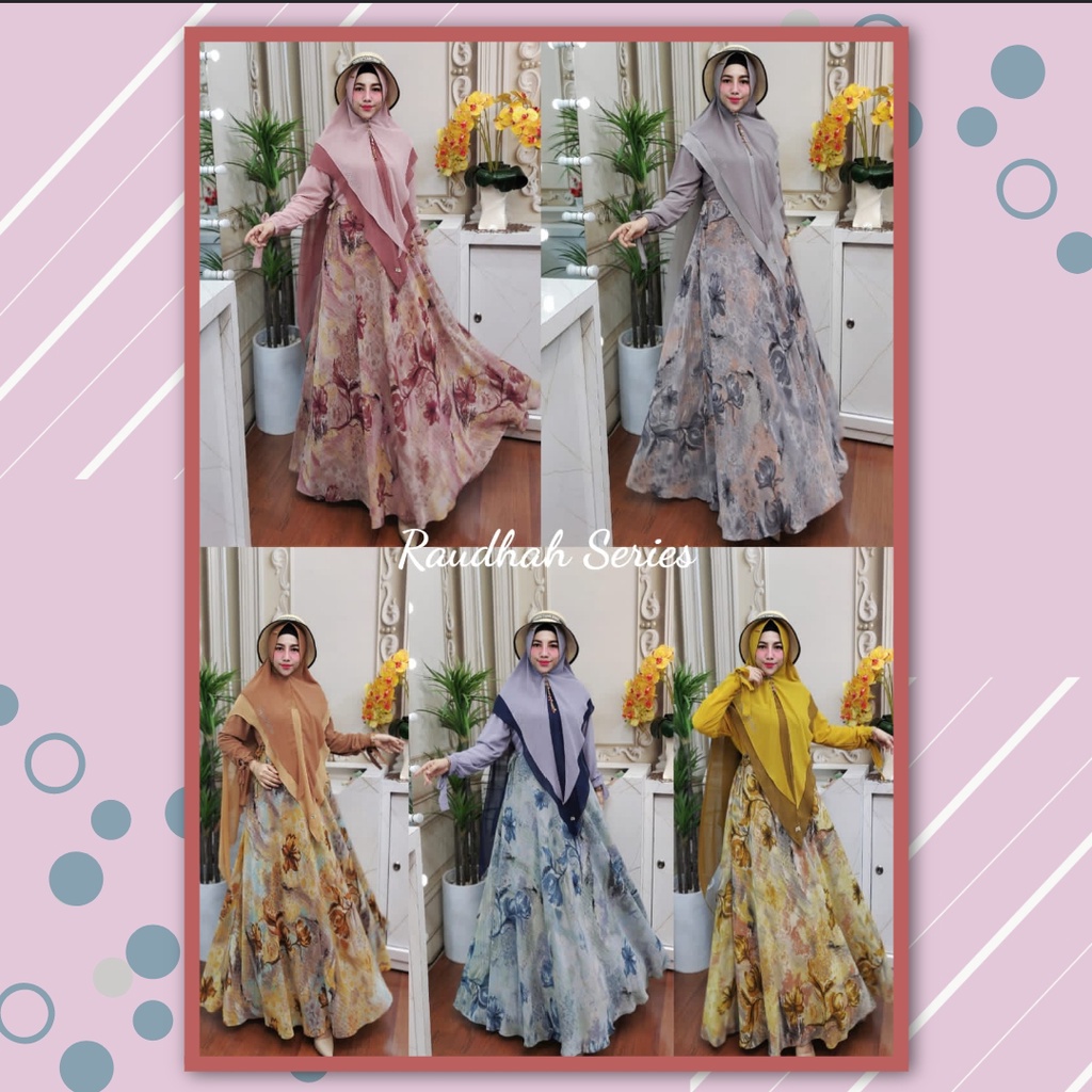 Raudhah rodoni series gamis syari ori by Syafeera (cek stok dlu yaa)