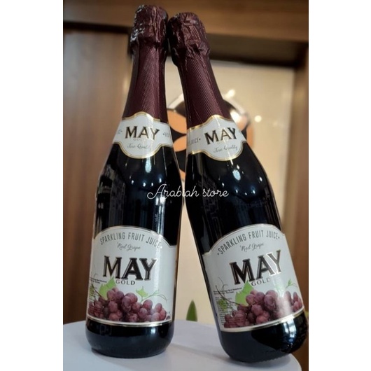 May Gold Sparkling Fruit Juice Red Grape Halal 750ml Jus Anggur merah Konsentral Original Bpom / Min