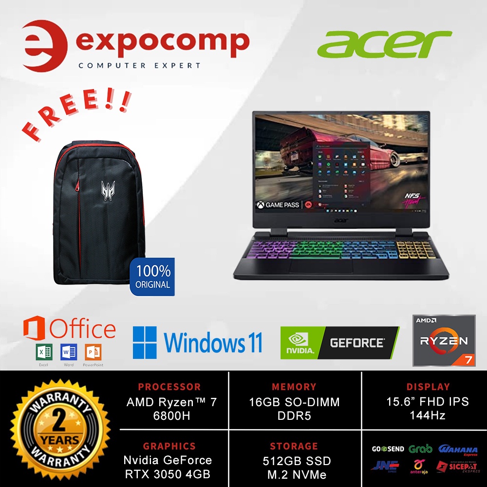 Jual Acer Nitro 5 An515 46 R8yc Ryzen 7 6800h 16gb 512gb Rtx 3050 4gb W11 Black Shopee Indonesia 8282