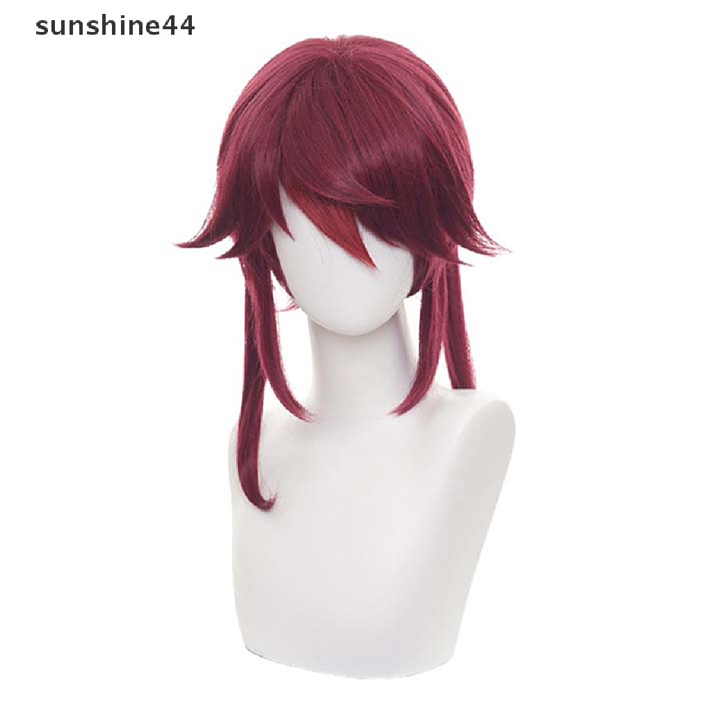 Sunshine Wig / Rambut Palsu Panjang + Poni Tahan Panas Warna Merah Untuk Cosplay Anime