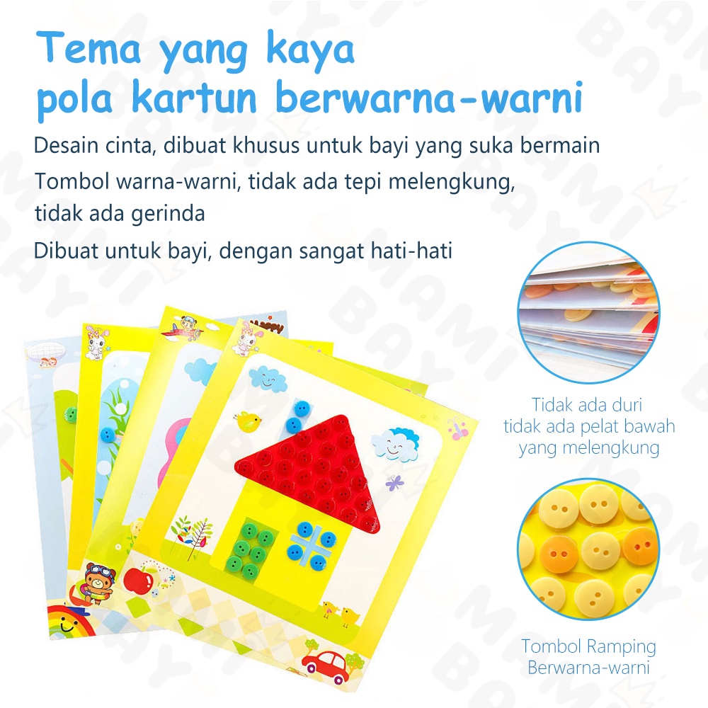 Mamibayi Diy menempel kancing/Sticker kancing kerajinan tangan anak