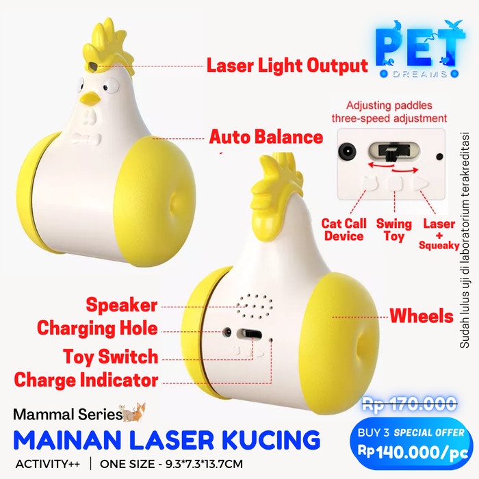 MAINAN LASER KUCING GERAK OTOMATIS PANCINGAN LED KITTEN CAT TEASER TOY