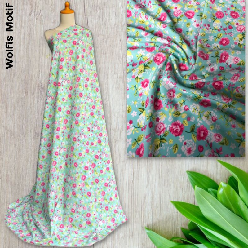 Kain Monalisa Premium motif Bunga harga per 0.5m