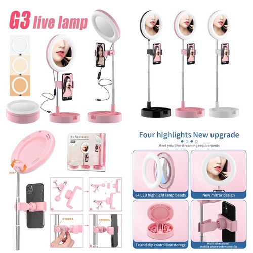 G3 LIVE LAMP Tripod Ring Light Cermin G3 Selfie LED Tripod TikTok Vlog Desk Lamp
