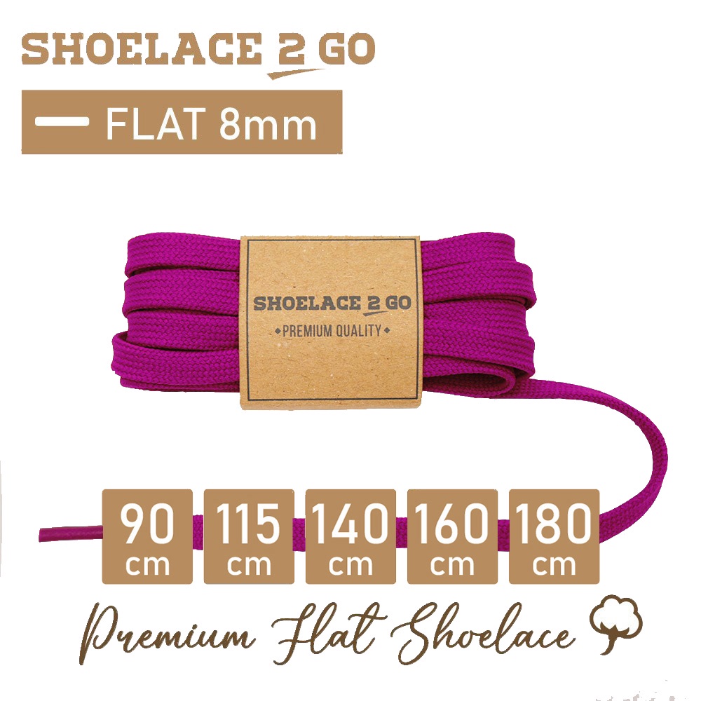 SHOELACE 2 GO PREMIUM TALI SEPATU GEPENG PIPIH FLAT - SF8 - L1 - PURPLE - 8MM