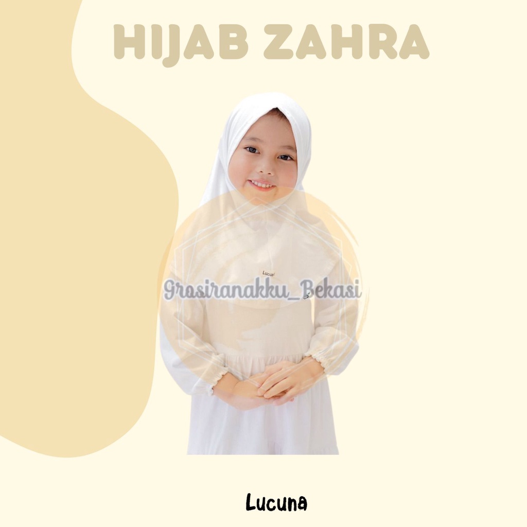 Hijab Anak Instan Zahra Junior Lucuna Warna Putih Size 2-10 TH