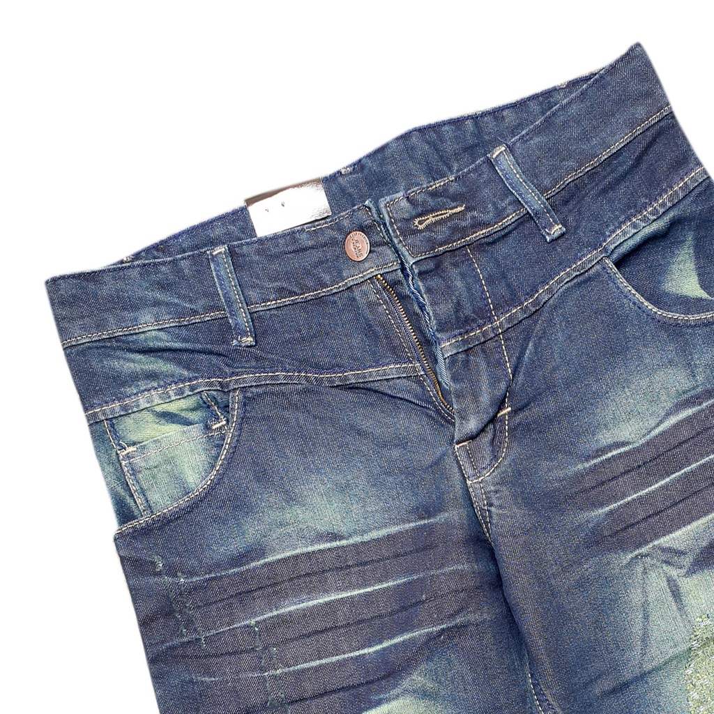 Celana Jeans pendek original premium non strech halus motif wiscer terbaru-greenwosh