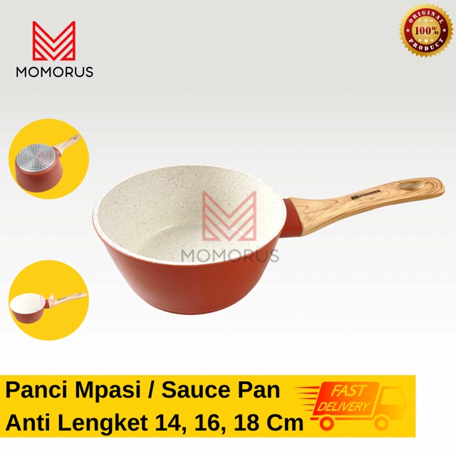 Minowa Panci Mpasi Panci Susu Bayi Anti Lengket Milk Pot Mpasi Wajan Panci Mpasi Cookware Saucepan B