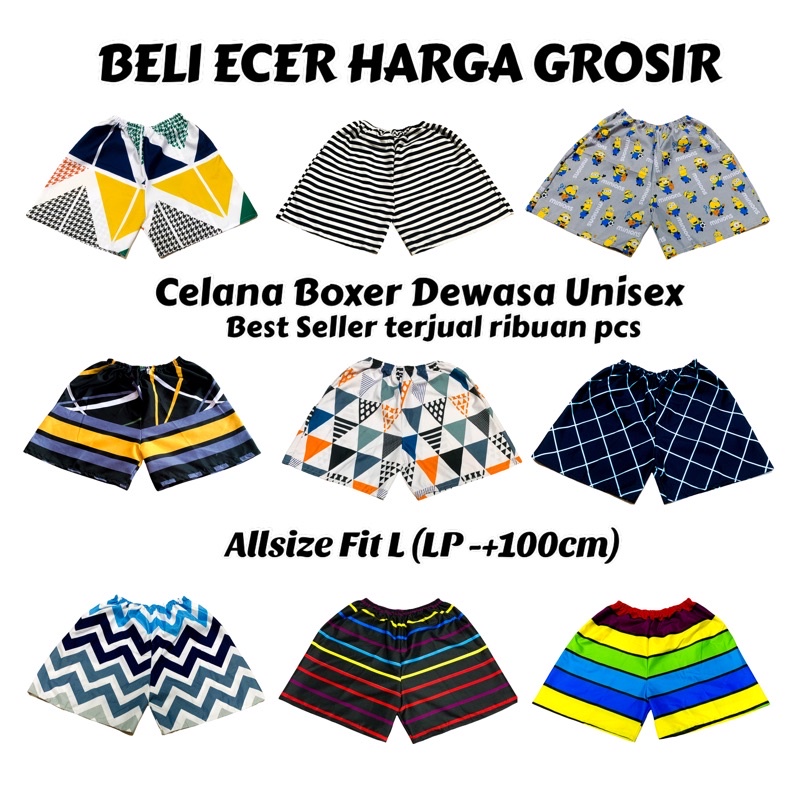 [TERLARIS]✔️ CELANA PENDEK BOXER KOLOR DEWASA PRIA DAN WANITA