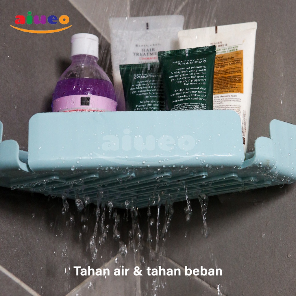 AIUEO | Rak Sudut Siku Kamar mandi Dispender Sabun Tempel Dinding Plastik Segitiga Serbaguna Triangle Shelves