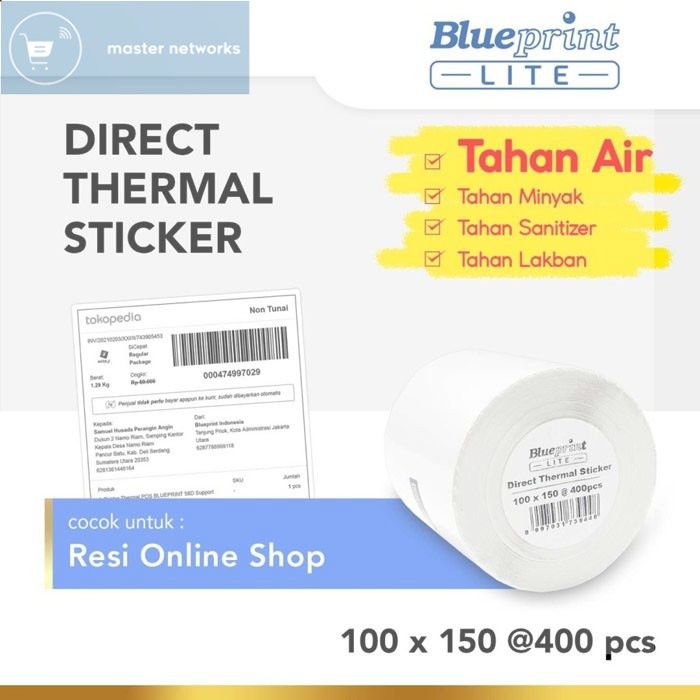 

Blueprint Lite Direct Thermal Roll A6 100x150mm Label isi 400 Pcs