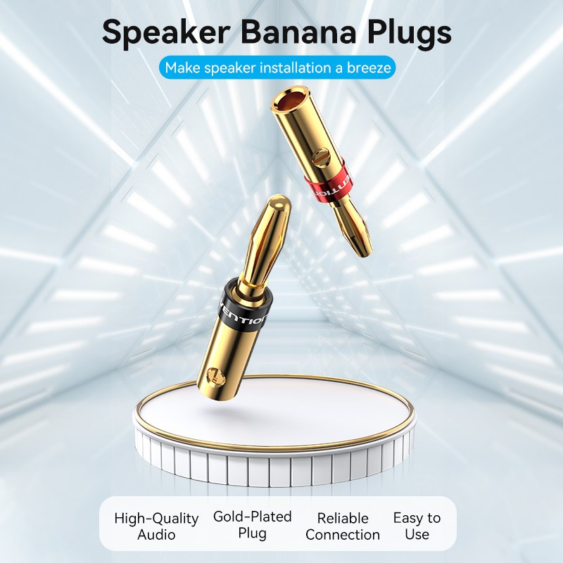 Vention Banana Plug Jack Konektor Kabel Speaker Gold Plated