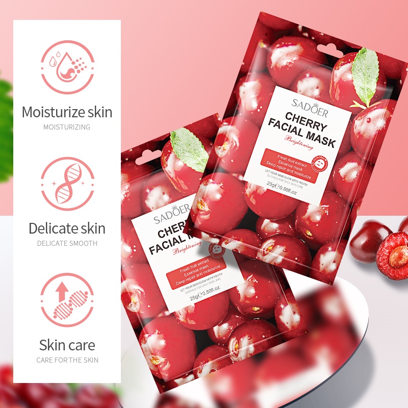 SADOER Fruit Mask Sheet Mask Face Masker Wajah Facial Melembabkan Memutihkan Bahan Sari Buah Masker Series