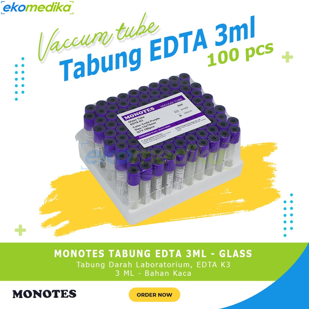 Tabung darah EDTA 3ml - Vacutainer EDTA Blood Collection Tube Ungu MONOTES EDTA