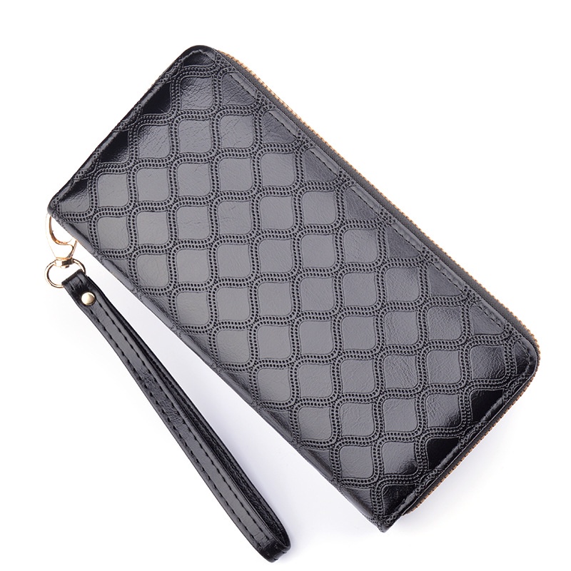 DOMPET PANJANG WANITA PREMIUM 2 RESLETING KULIT HITAM DORAMAR WA612B5 IMPORT MUAT HP TALI PENDEK KARTU UANG KOIN KOREA BRANDED REMAJA KEKINIAN FASHION SIMPLE BATAM