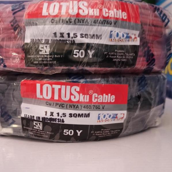KABEL NYA / KABEL TUNGGAL Asli tembaga 1x1,5 Lotus 50Y SNI