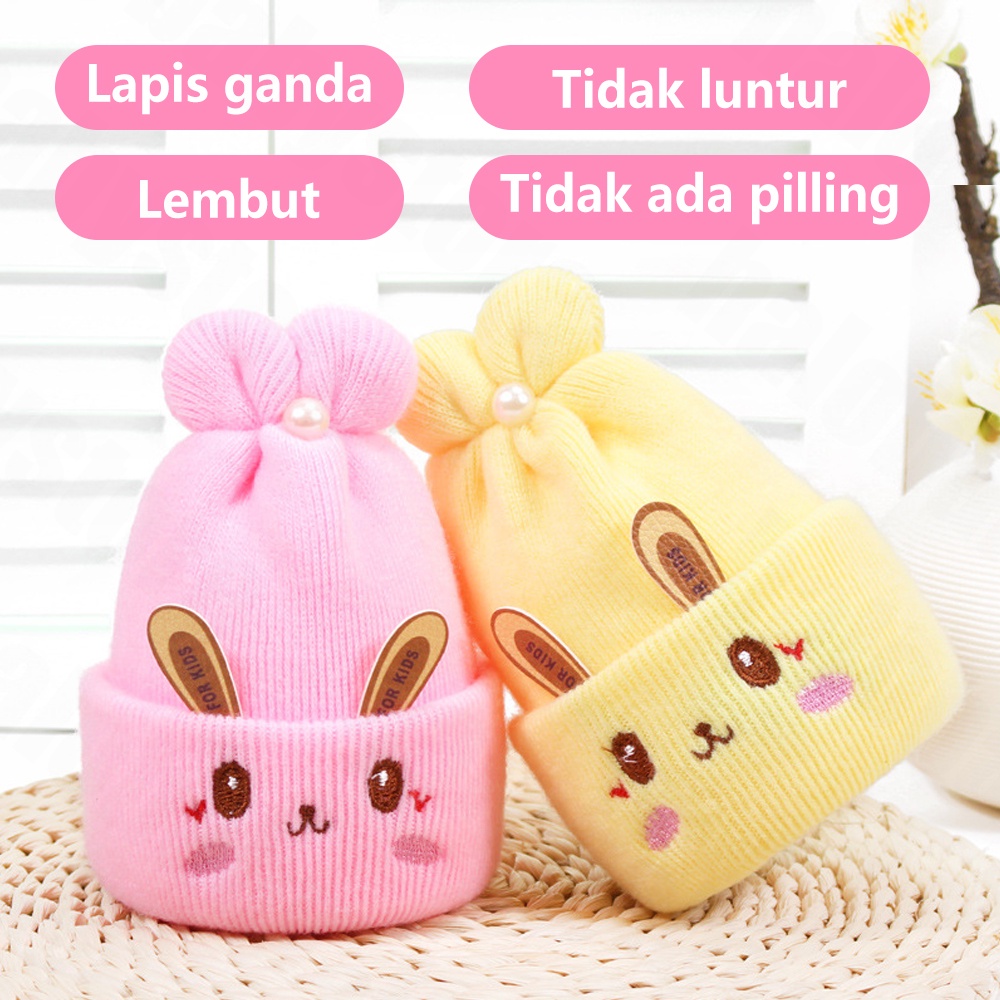 Halo Baby Topi Kupluk Bayi Bahan Rajut Motif KELINCI topi rajut bayi