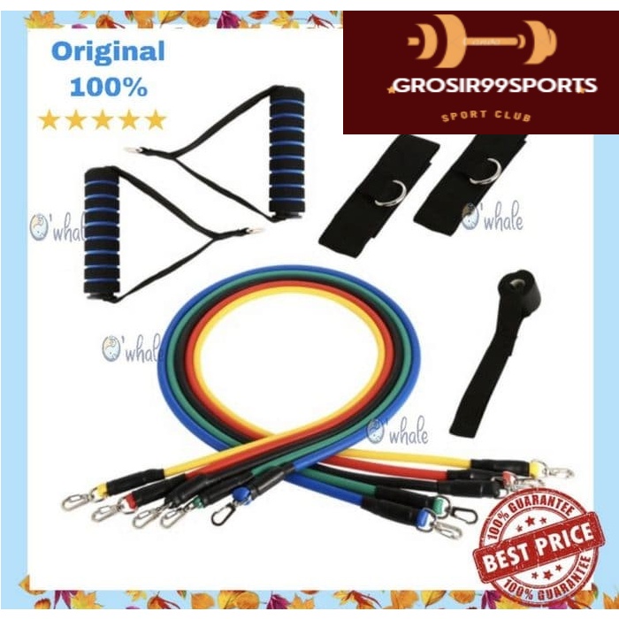 RESISTANCE BANDS TUBES SET ALAT FITNESS PORTABLE WORK OUT GYM